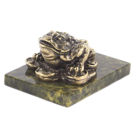 Статуэтка "Жаба на деньгах" бронза змеевик
