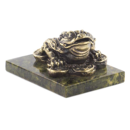 Статуэтка "Жаба на деньгах" бронза змеевик