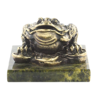 Статуэтка &quot;Жаба на деньгах&quot; бронза змеевик