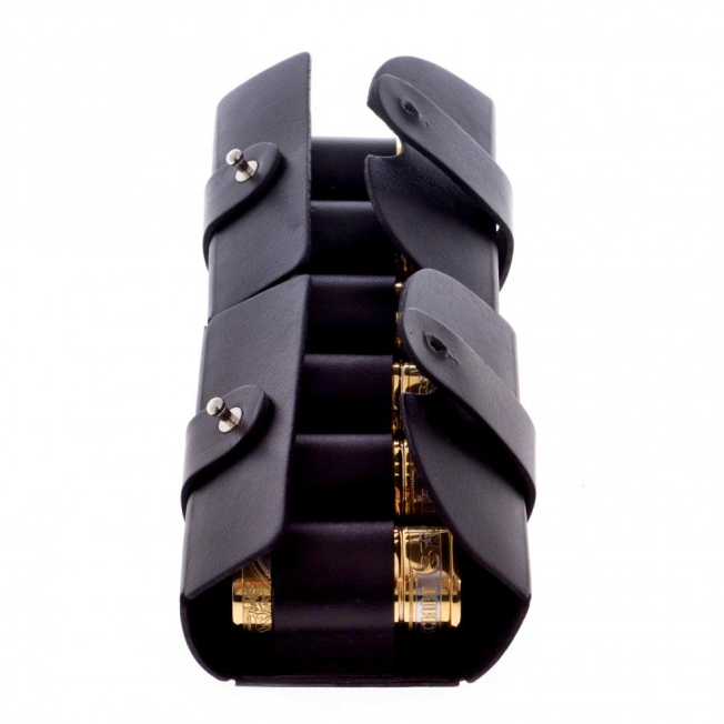 Набор стопок &quot;Герб России&quot; 6 шт в кожаном патронташе Златоуст