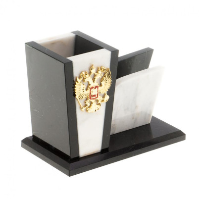 Визитница с карандашницей &quot;Герб&quot; из мрамора