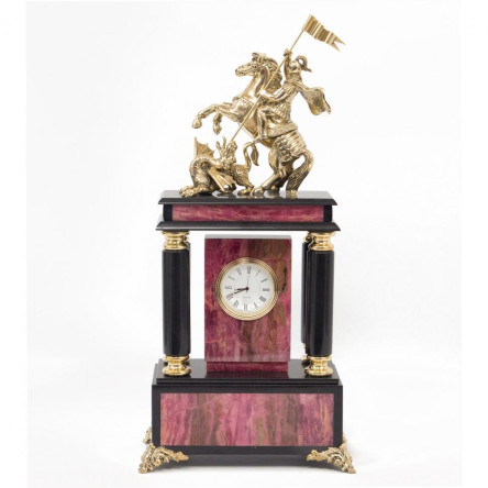 Часы "Георгий Победоносец" большие родонит бронза