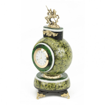 Настольные часы &quot;Георгий Победоносец&quot; змеевик бронза