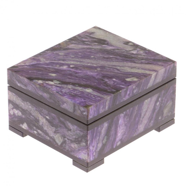 Шкатулка из камня чароит 7,5х6,5х4 см