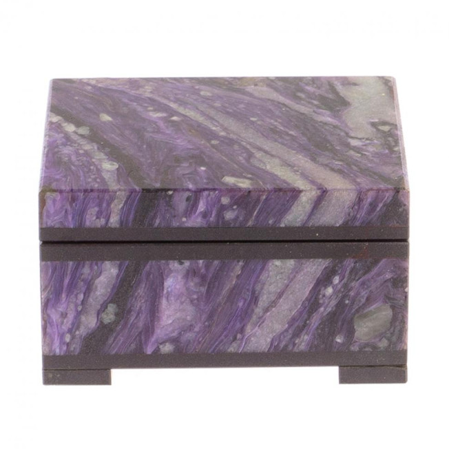 Шкатулка из камня чароит 7,5х6,5х4 см