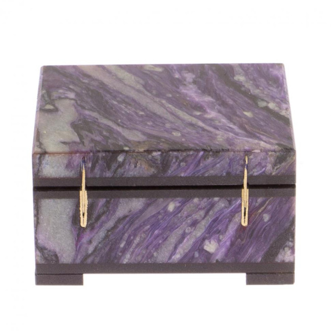 Шкатулка из камня чароит 7,5х6,5х4 см