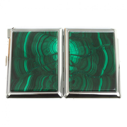 Портсигар на 20 сигарет с зажигалкой камень малахит