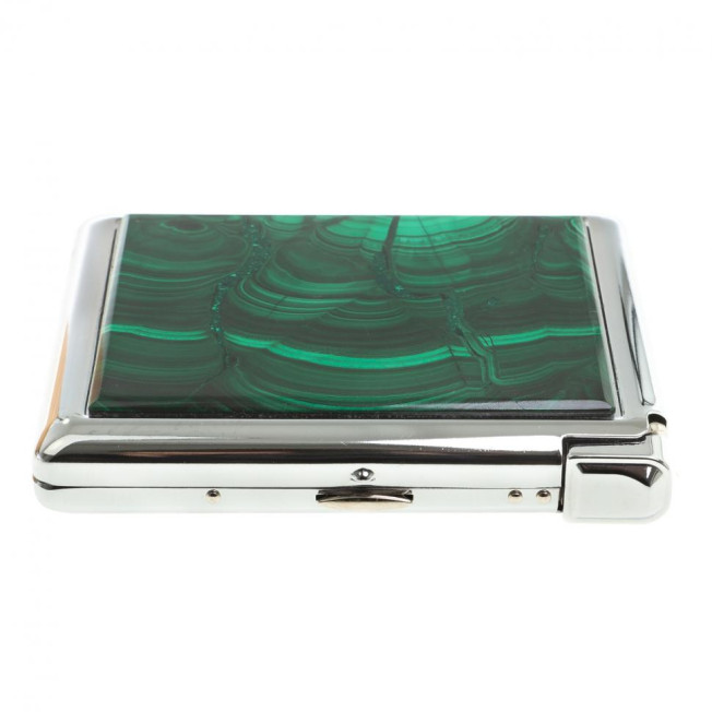 Портсигар на 20 сигарет с зажигалкой камень малахит