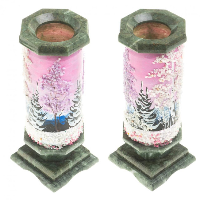 Ваза из камня "Зимний пейзаж" 8,5х8,5х20,5 см