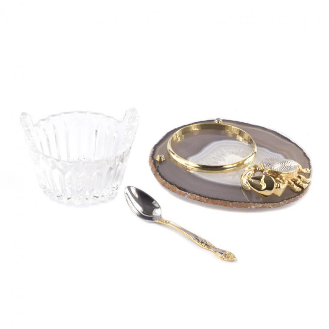 Подарочная икорница "Краб" на агате Златоуст