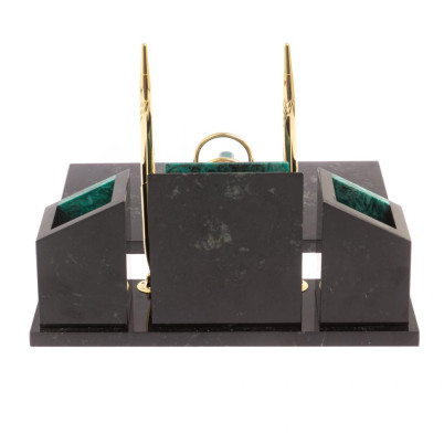 Письменный набор &quot;Канцелярский&quot; с часами змеевик