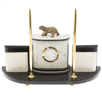 Настольный прибор &quot;Медведь&quot; из мрамора