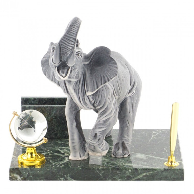 Подставка под ручку "Слон" из змеевика мрамолита