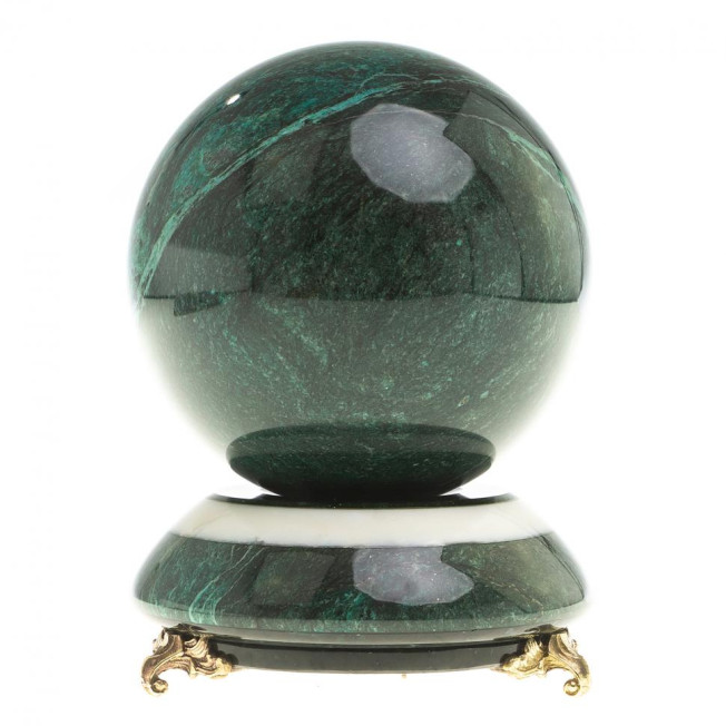 Настольный сувенир "Шар Антистресс" темно-зеленый змеевик 9,5 см