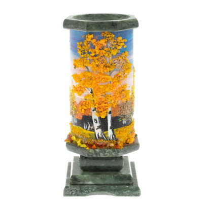 Ваза "Осень" из змеевика 8х8х17,5 см