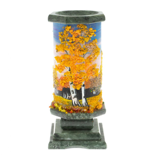 Ваза "Осень" из змеевика 8х8х17,5 см