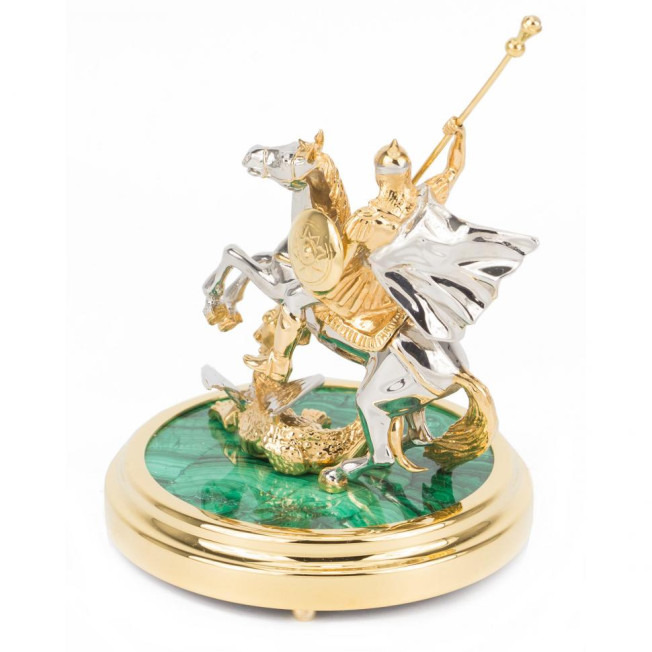 Статуэтка "Святой Георгий" из бронзы и малахита Златоуст