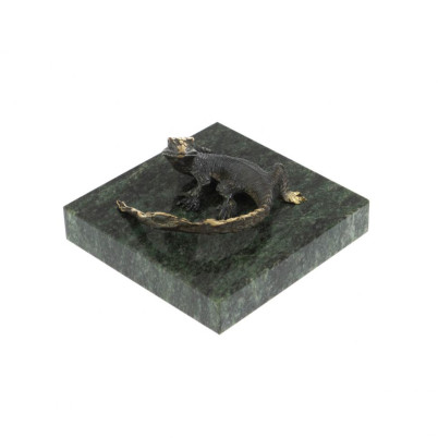 Статуэтка &quot;Ящерица с длинным хвостом&quot; бронза змеевик