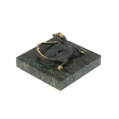 Статуэтка &quot;Ящерица с длинным хвостом&quot; бронза змеевик