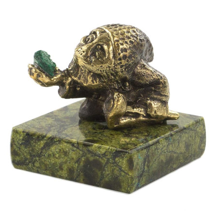 Бронзовая статуэтка "Гном" змеевик