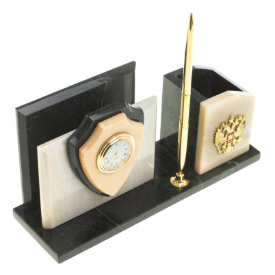 Настольная визитница &quot;Щит&quot; из мрамора