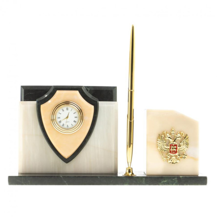 Настольная визитница "Щит" из мрамора