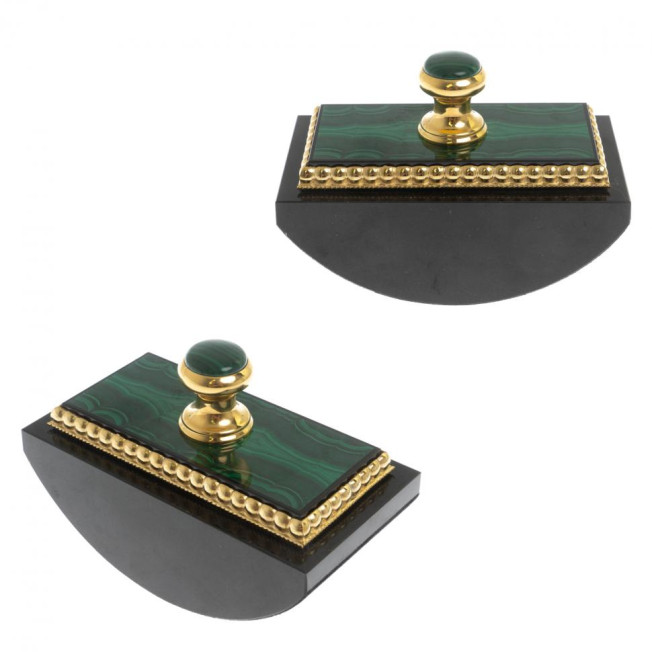 Письменный набор "Президентский" из малахита с лампой