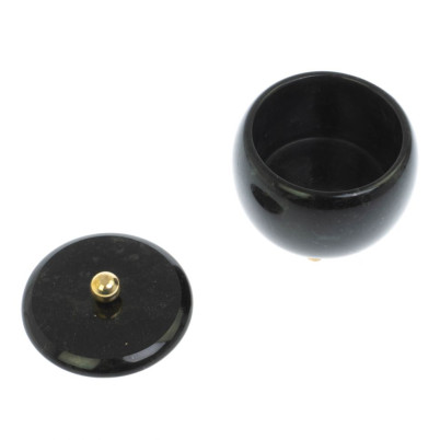 Шкатулка круглая "Жемчужина" из черного змеевика 7,5х7,5х6,5 см