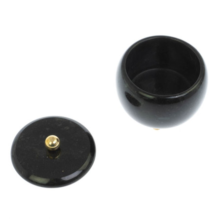 Шкатулка круглая "Жемчужина" из черного змеевика 7,5х7,5х6,5 см