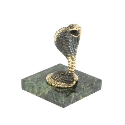 Статуэтка из бронзы &quot;Кобра&quot; на шабровском змеевике