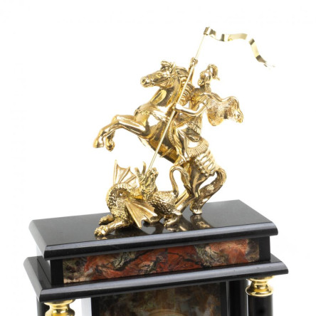 Каминные часы "Георгий Победоносец" яшма бронза