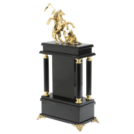 Каминные часы "Георгий Победоносец" яшма бронза