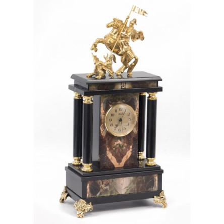 Каминные часы "Георгий Победоносец" яшма бронза