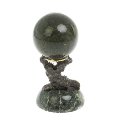 Настольные часы шар &quot;Крокодил&quot; из камня и бронзы