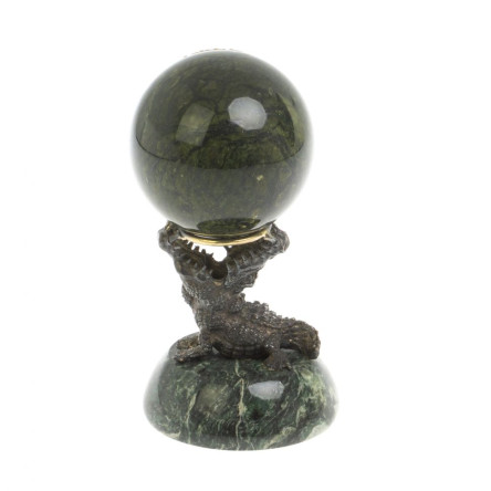Настольные часы шар "Крокодил" из камня и бронзы