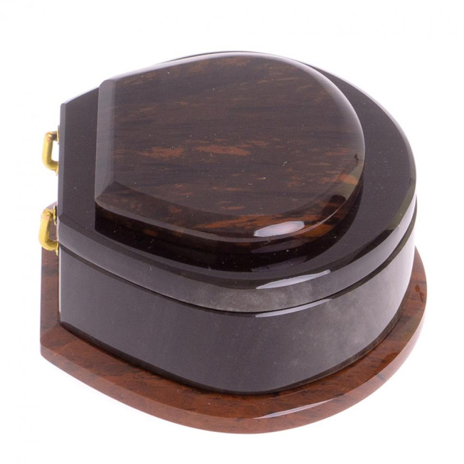 Шкатулка из камня обсидиан "Ракушка" 12х10х5,5 см