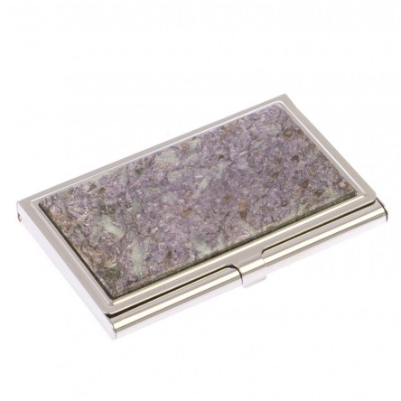 Карманная визитница камень лепидолит цвет серебро