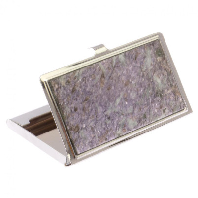 Карманная визитница камень лепидолит цвет серебро