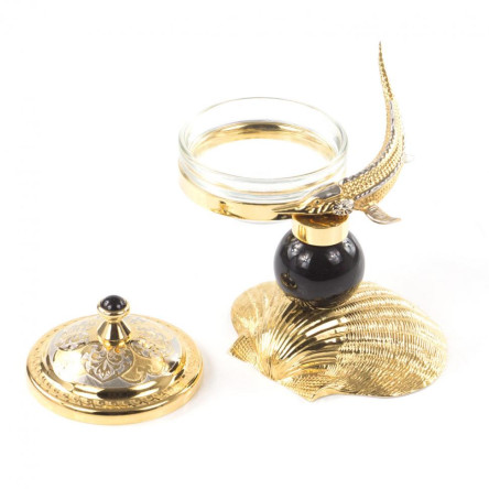 Икорница "Стерлядка на ракушке" камень обсидиан Златоуст