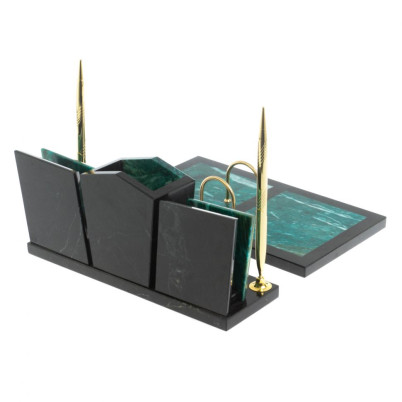 Настольный набор &quot;Галант&quot; из змеевика с гербом РФ