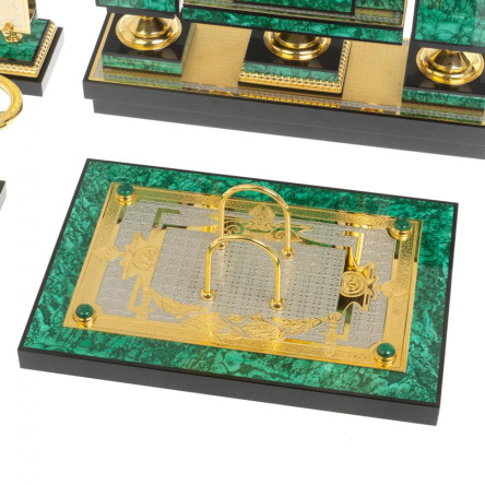 Настольный прибор "Орел" из малахита Златоуст