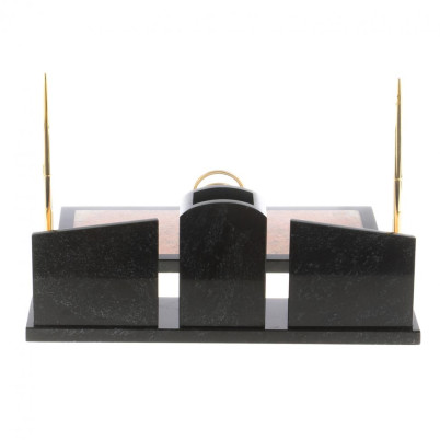 Письменный набор &quot;Элегант&quot; из розового мрамора с часами