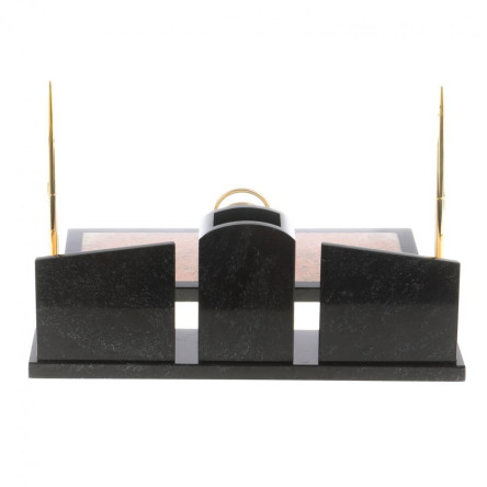 Письменный набор "Элегант" из розового мрамора с часами