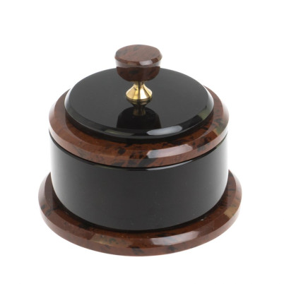 Шкатулка круглая из обсидиана 9,5х9,5х9,5 см