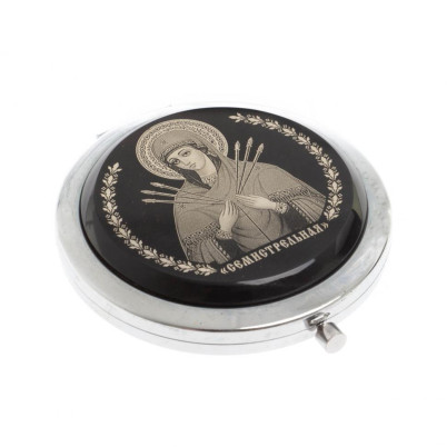 Зеркало с иконой &quot;Семистрельная&quot; из черного обсидиана