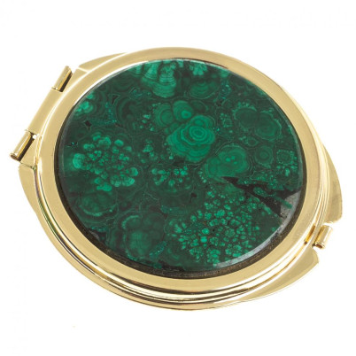 Зеркальце круглое из малахита цвет золото