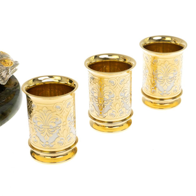 Икорница с тремя стопками "Три кита" нефрит