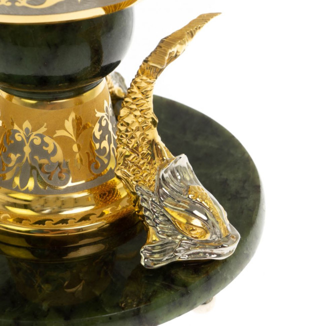 Икорница с тремя стопками "Три кита" нефрит