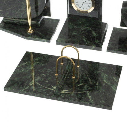 Канцелярский набор с гербом и флагом России камень змеевик