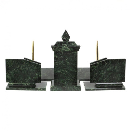 Канцелярский набор с гербом и флагом России камень змеевик